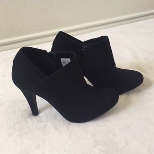 Suede black booties